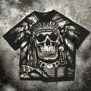 Vintage 1997 Liquid Blue All Over Print skull Grunge Tee